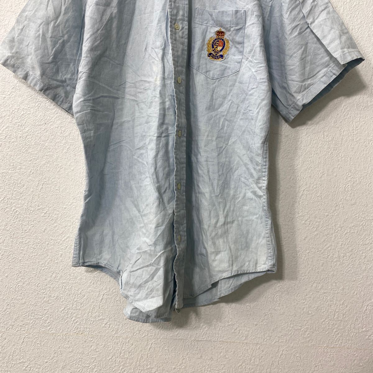 【中古】【古着】 Polo Ralph Lauren 半袖 無地シャツ キッズ 140〜 ライトブルー ...