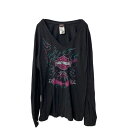 【中古】【古着】 HARLEY DAVIDSON 長袖 プリントTシャツ レディース L ブラック ハーレーダビッドソン Vネック ロンT 古着卸 アメリカ仕入 a705-6799