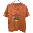 【中古】【古着】 FRESH PRODUCE 半袖 プリントTシャツ M オレンジ フレッシュプロデュース プルオーバー アメリカ製 古着卸 アメリカ仕入 a705-6828