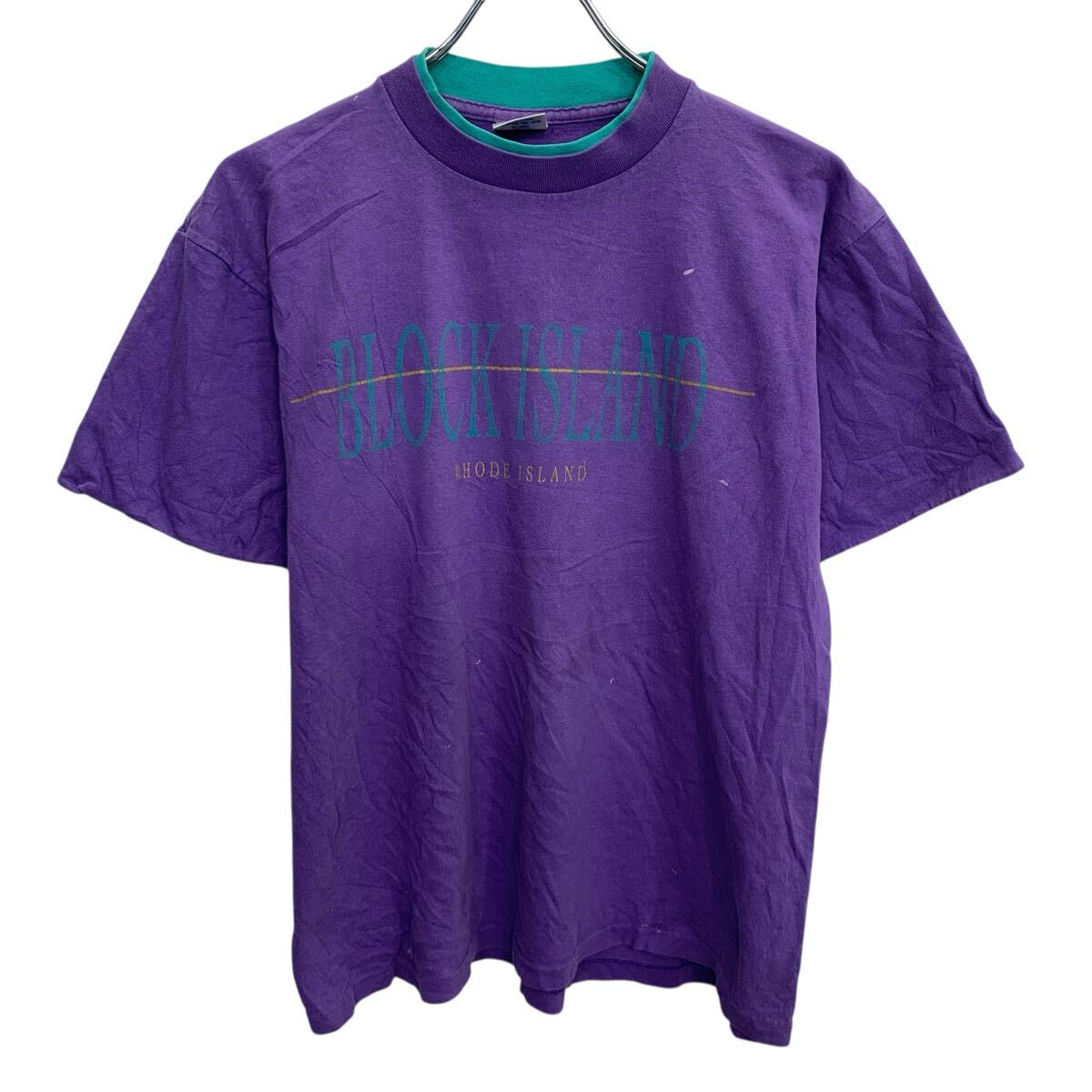【中古】【古着】 BELTON 半袖 プリントTシャツ M パープル ベルトン プルオーバー アメリカ製 90 039 s 90年代 レイヤードネック 古着卸 アメリカ仕入 a706-5054