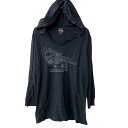 【中古】【古着】 HARLEY DAVIDSON 長袖 フード付き プリントTシャツ レディース L ブラック ハーレーダビッドソン ロンT 古着卸 アメリカ仕入 a706-5108