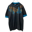 【中古】【古着】 Hanes 半袖 プリントTシャツ レディース L ブラック ヘインズ USA製 ダブルネック ラメ 古着卸 アメリカ仕入 a706-5113