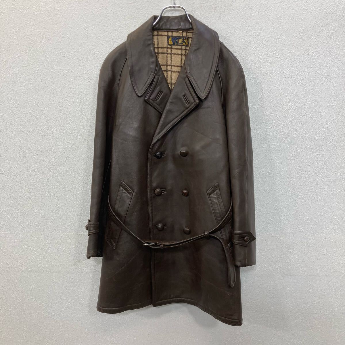 【中古】【古着】 L'IDEAL ユーロ レザーカーコートジャケット Mサイズ ブラウン 50's〜 古着卸 アメリカ仕入 a706-5162
