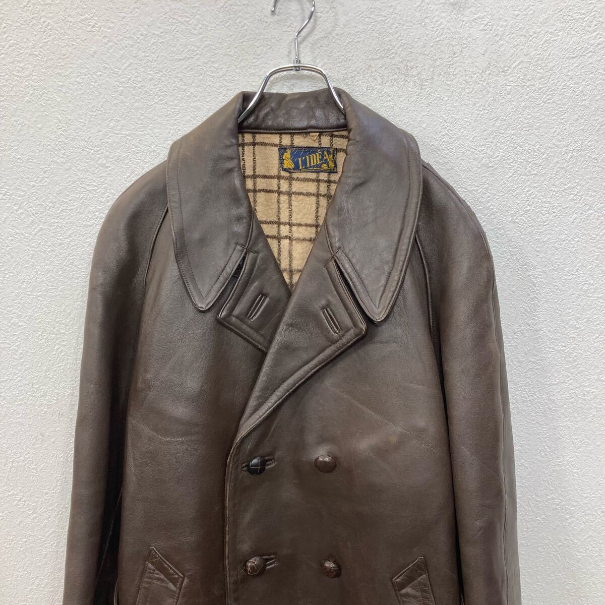 【中古】【古着】 L'IDEAL ユーロ レザーカーコートジャケット Mサイズ ブラウン 50's〜 古着卸 アメリカ仕入 a706-5162