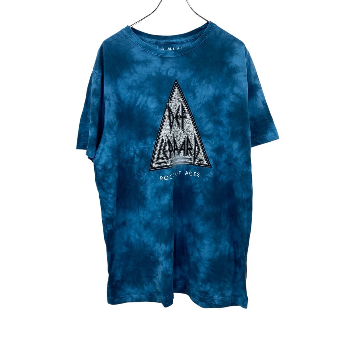 Rakuten - 【中古】【古着】 DEF LEPPARD 半袖 プリントTシャツ XXL ブルー タイダイ デフレパード プルオーバー ビッグサイズ 古着卸 アメリカ仕入 a706-5182