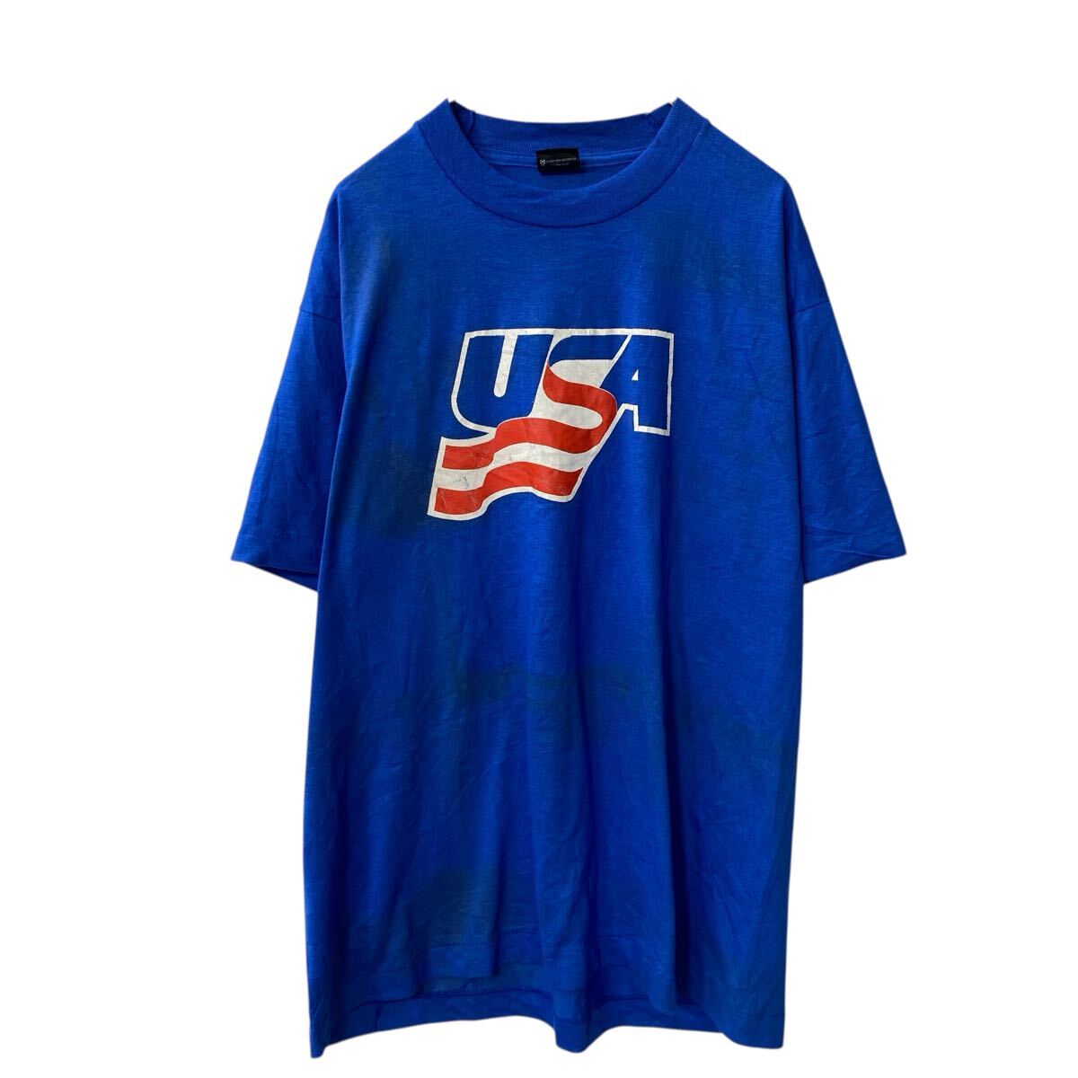 【中古】【古着】 SCREEN STARS 半袖 プリントTシャツ XL ブルー スクリーンスターズ 80's USA製 ビッグサイズ 古着卸 アメリカ仕入 a706-5213