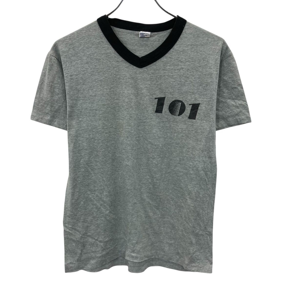 【中古】【古着】 D.C. SPORTS WEAR 半袖 プリントTシャツ L グレー プルオーバー バックプリント アメリカ製 90's リンガーT 古着卸 アメリカ仕入 a706-5348