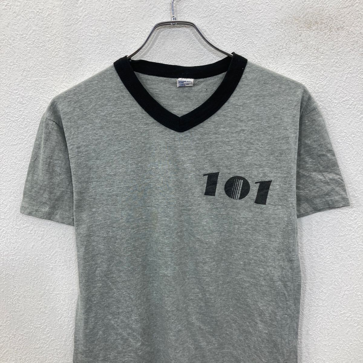 【中古】【古着】 D.C. SPORTS WEAR 半袖 プリントTシャツ L グレー プルオーバー バックプリント アメリカ製 90's リンガーT 古着卸 アメリカ仕入 a706-5348
