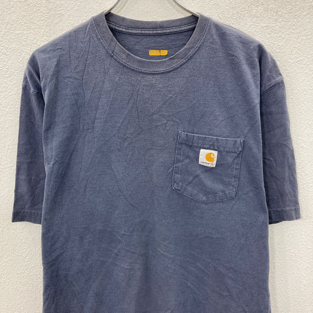 【中古】【古着】 Carhartt 半袖 ロゴTシャツ XL〜 ネイビー カーハート プルオーバー ビッグサイズ 胸ポケット ワンポイント 古着卸 アメリカ仕入 a706-5375