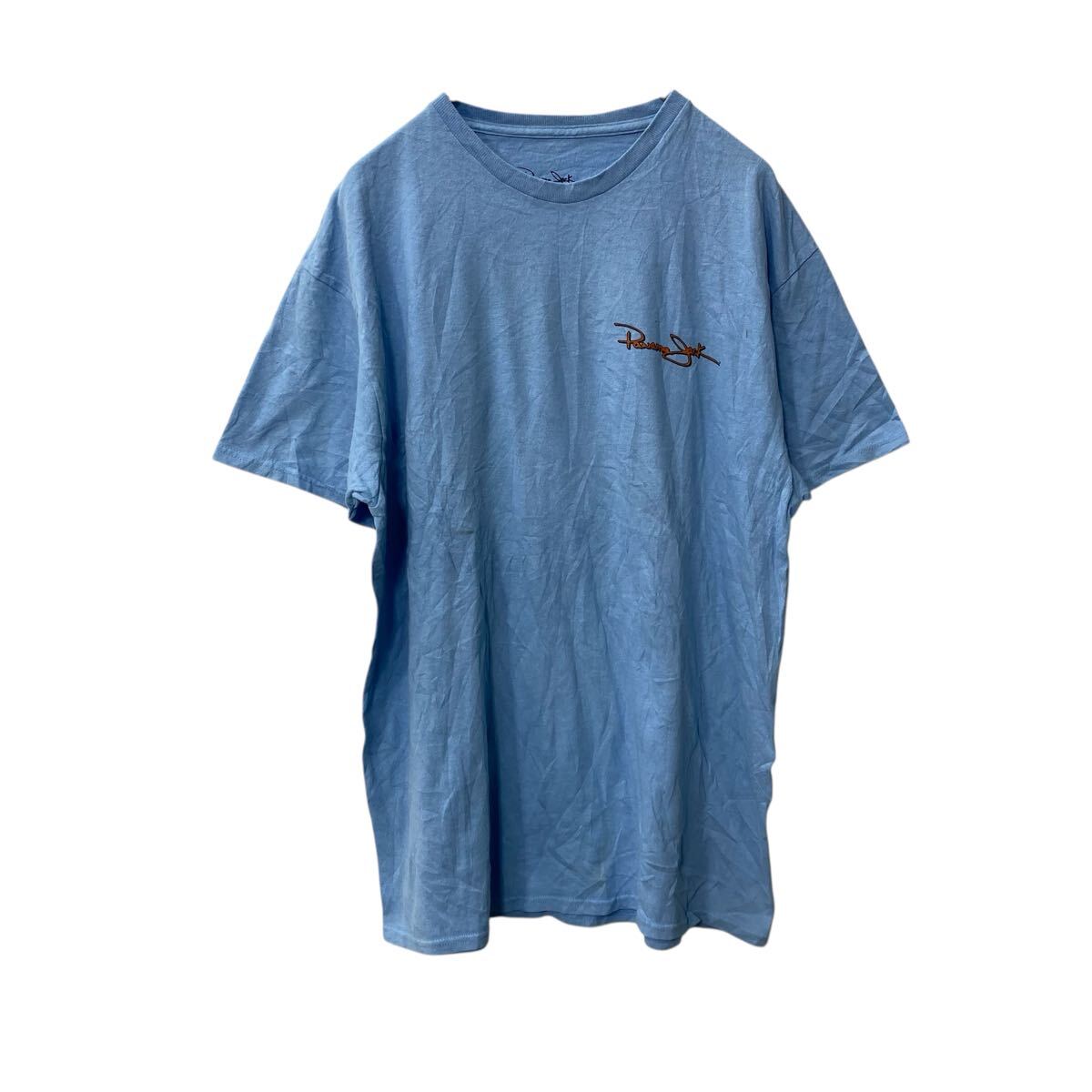 【中古】【古着】 半袖 プリントTシャツ L ライトブルー オウム バックプリント ビッグプリント 古着卸 アメリカ仕入 a706-5542