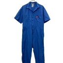 【中古】【古着】 Dickies 半袖 つなぎ M〜 ブルー ディッキーズ 80s〜 ジップアップ オールインワン ワークウェア 作業着 古着卸 アメリカ仕入 a706-5578(4)