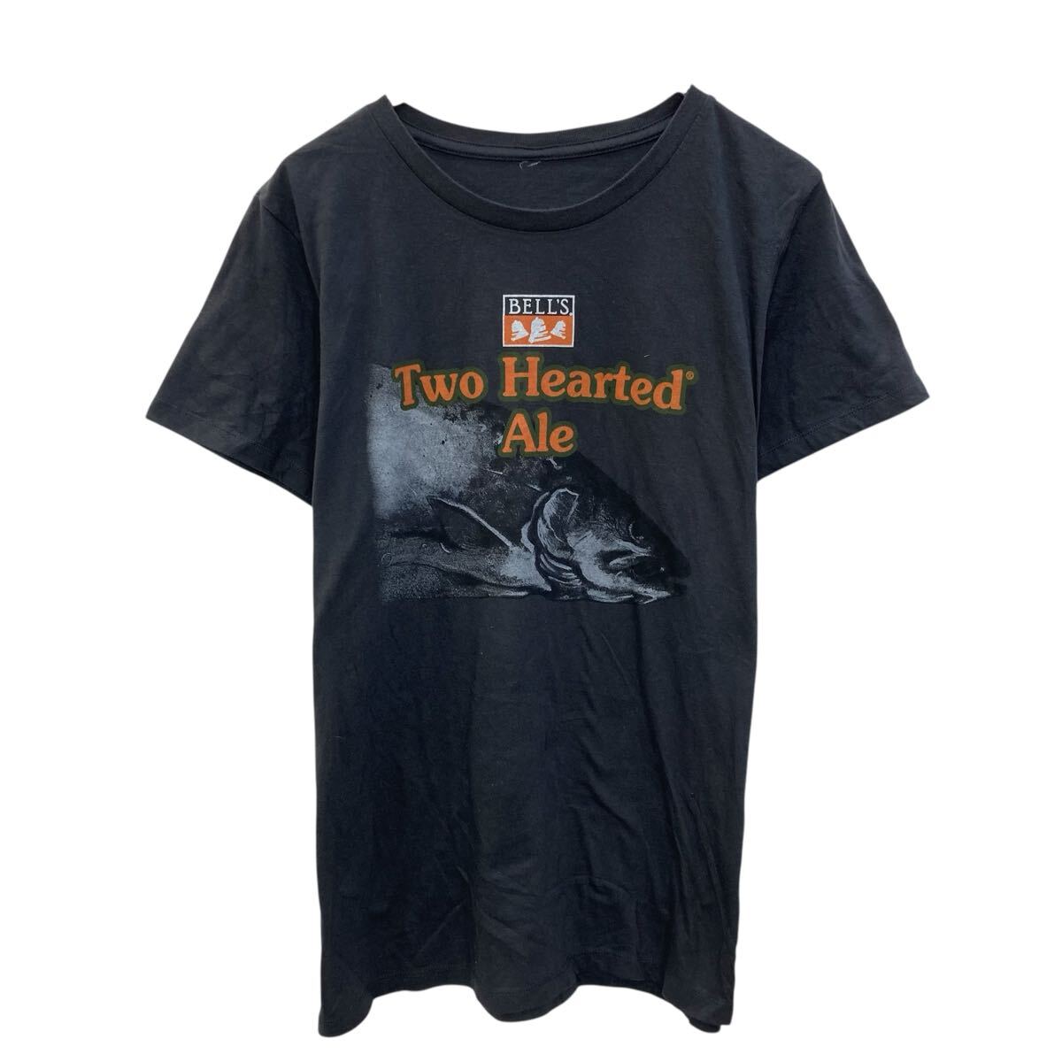 【中古】【古着】 半袖 プリントTシャツ M ダークグレー プルオーバー ビッグプリント バックプリント フィッシュ 釣り 古着卸 アメリカ仕入 a706-5616