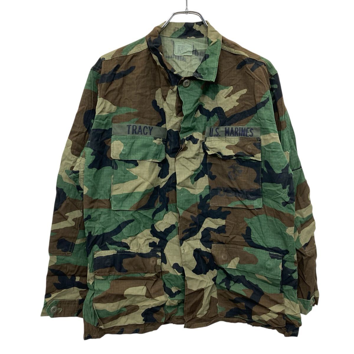 【中古】【古着】 U.S.ARMY BDUコンバットジャケット M グリーン 米軍 80's USA製 ウッドランドカモ 迷彩 リップストップ 古着卸 アメリカ仕入 a706-5641