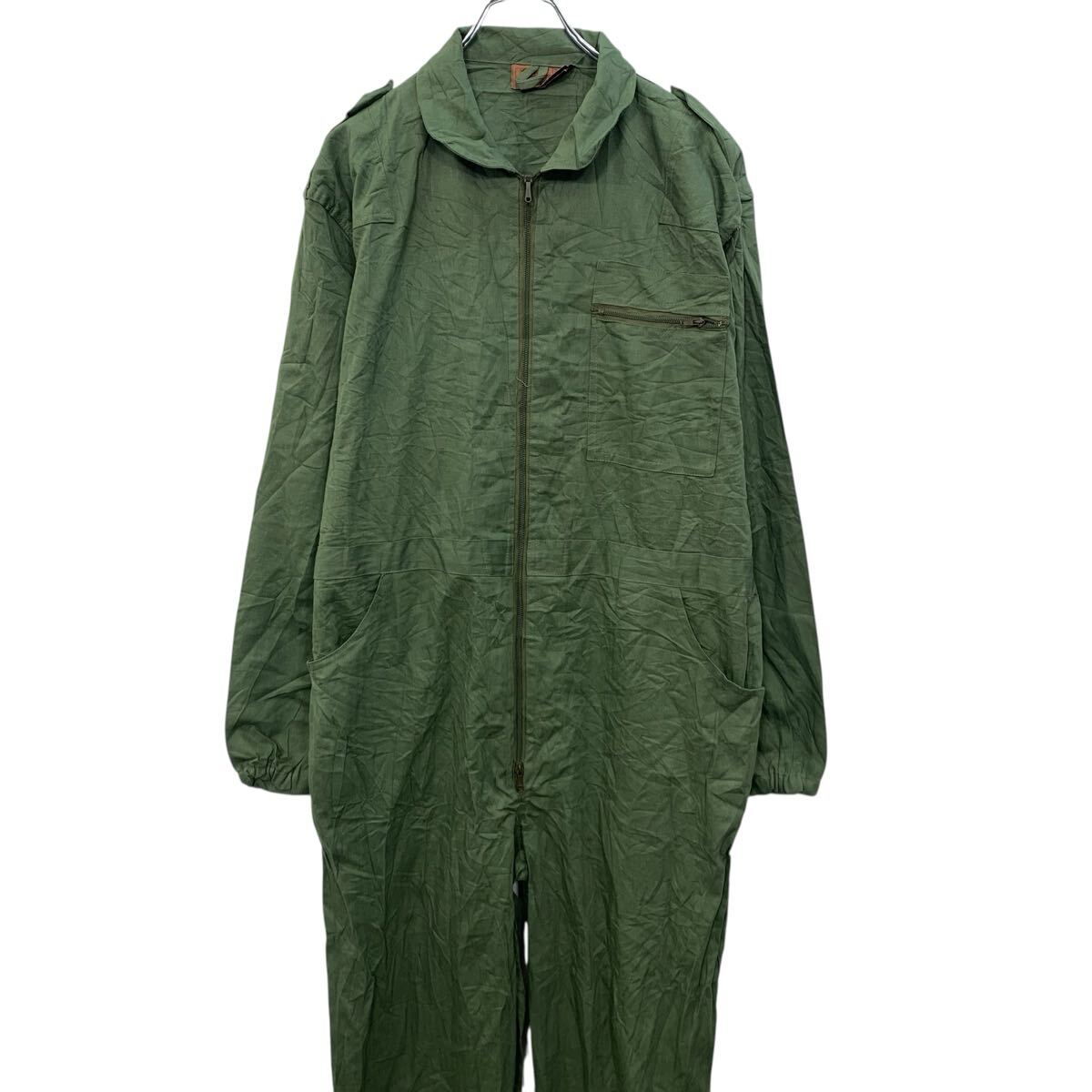【中古】【古着】 スペイン軍 長袖 つなぎ 54 オリーブ ジップアップ 92's 90年代 オールインワン エポレット ミリタリー 古着卸 アメリカ仕入 a706-5654