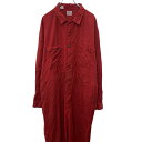 【中古】【古着】 Lee 長袖 つなぎ W46 レッド リー タロンジップ アメリカ製 70's~ 70年代~ ワッペン刺繍 オールインワン 古着卸 アメリカ仕入 a706-5660