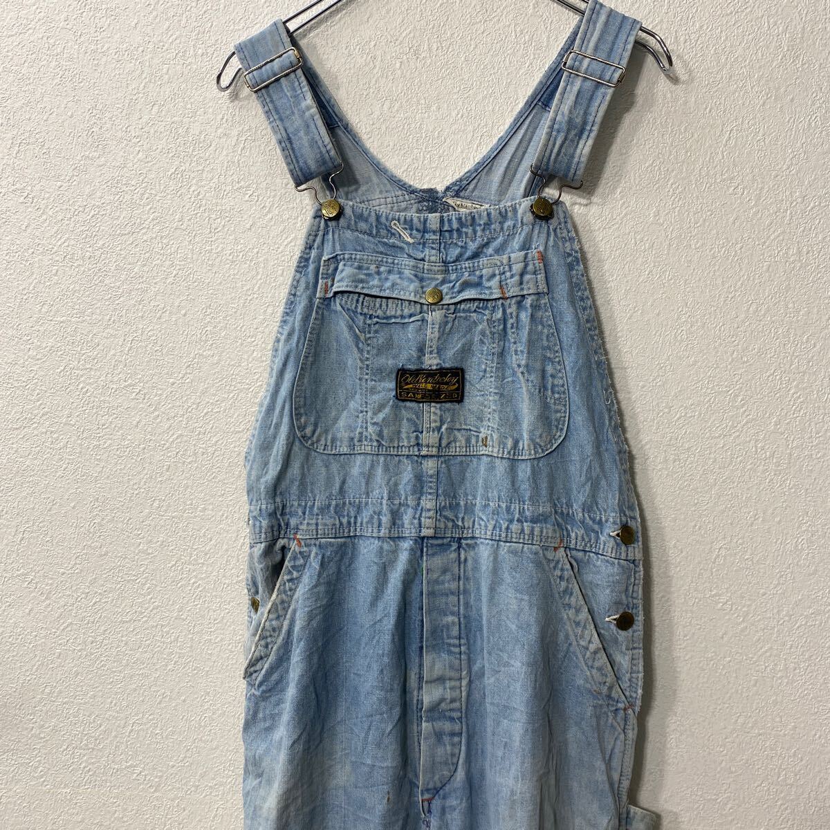 【中古】【古着】 Old Kentacky デニム オーバーオール W34 ライトブルー USA製 50's〜 サロペット ワークウェア 作業着 古着卸 アメリカ仕入 a706-5662