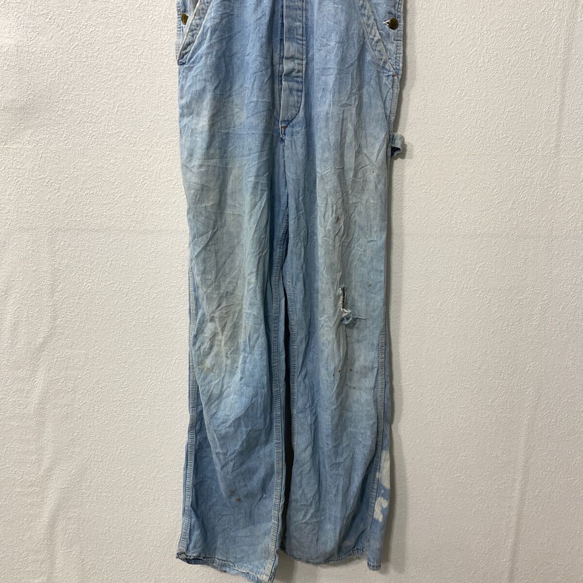 【中古】【古着】 Old Kentacky デニム オーバーオール W34 ライトブルー USA製 50's〜 サロペット ワークウェア 作業着 古着卸 アメリカ仕入 a706-5662
