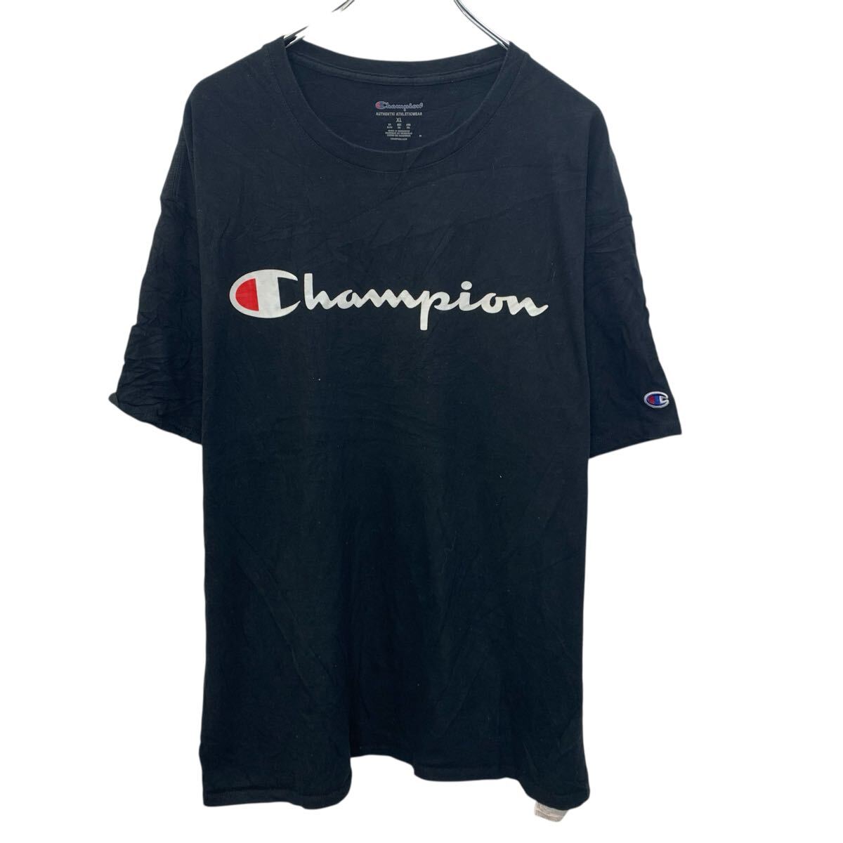 【中古】【古着】 Champion 半袖 プリントTシャツ XL ブラック チャンピオン プルオーバー ビッグサイズ シンプル カットソー 古着卸 アメリカ仕入 a706-5731
