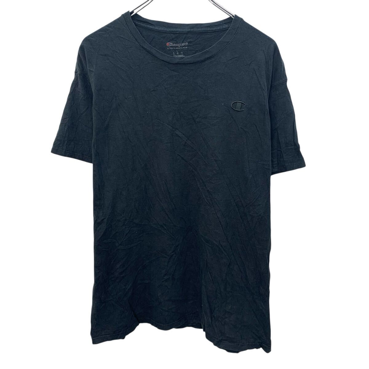 【中古】【古着】 Champion 半袖 ロゴTシャツ L ブラック チャンピオン プルオーバー ワンポイント 刺繍 カットソー 古着卸 アメリカ仕入 a706-5736