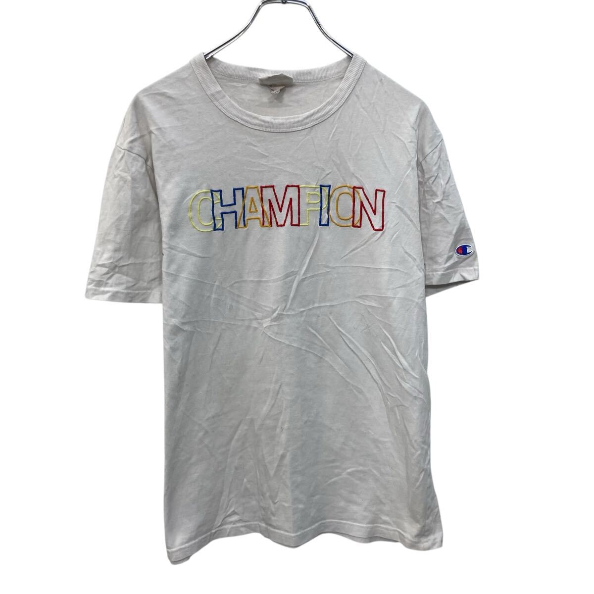 【中古】【古着】 Champion 半袖 ロゴTシャツ M ホワイト チャンピオン プルオーバー 刺繍ロゴ ワンポイントロゴワッペン 古着卸 アメリカ仕入 a706-5786