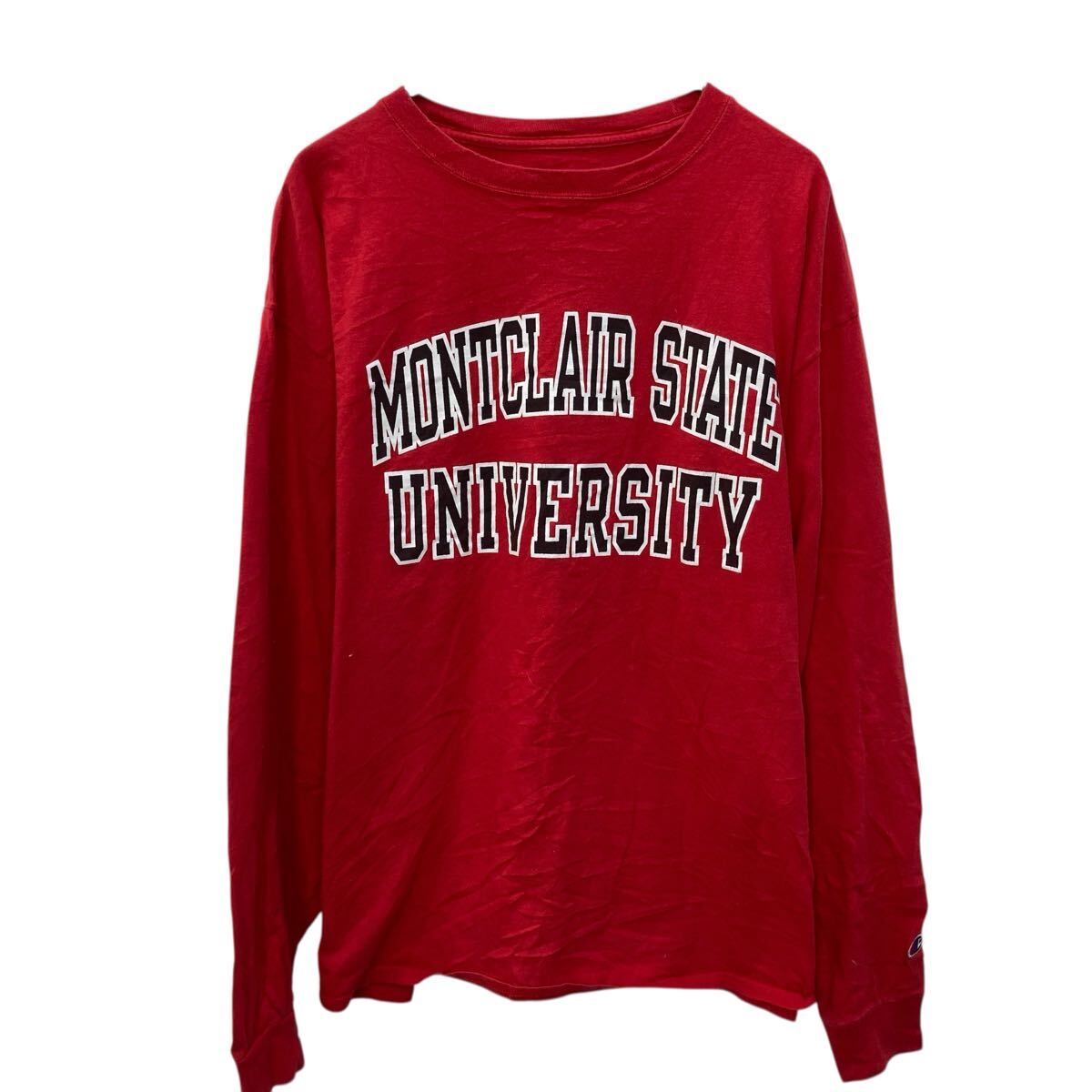 【中古】【古着】 Champion 長袖 プリントTシャツ XL レッド チャンピオン プルオーバー ビックサイズ ビックプリント 古着卸 アメリカ仕入 a706-5859