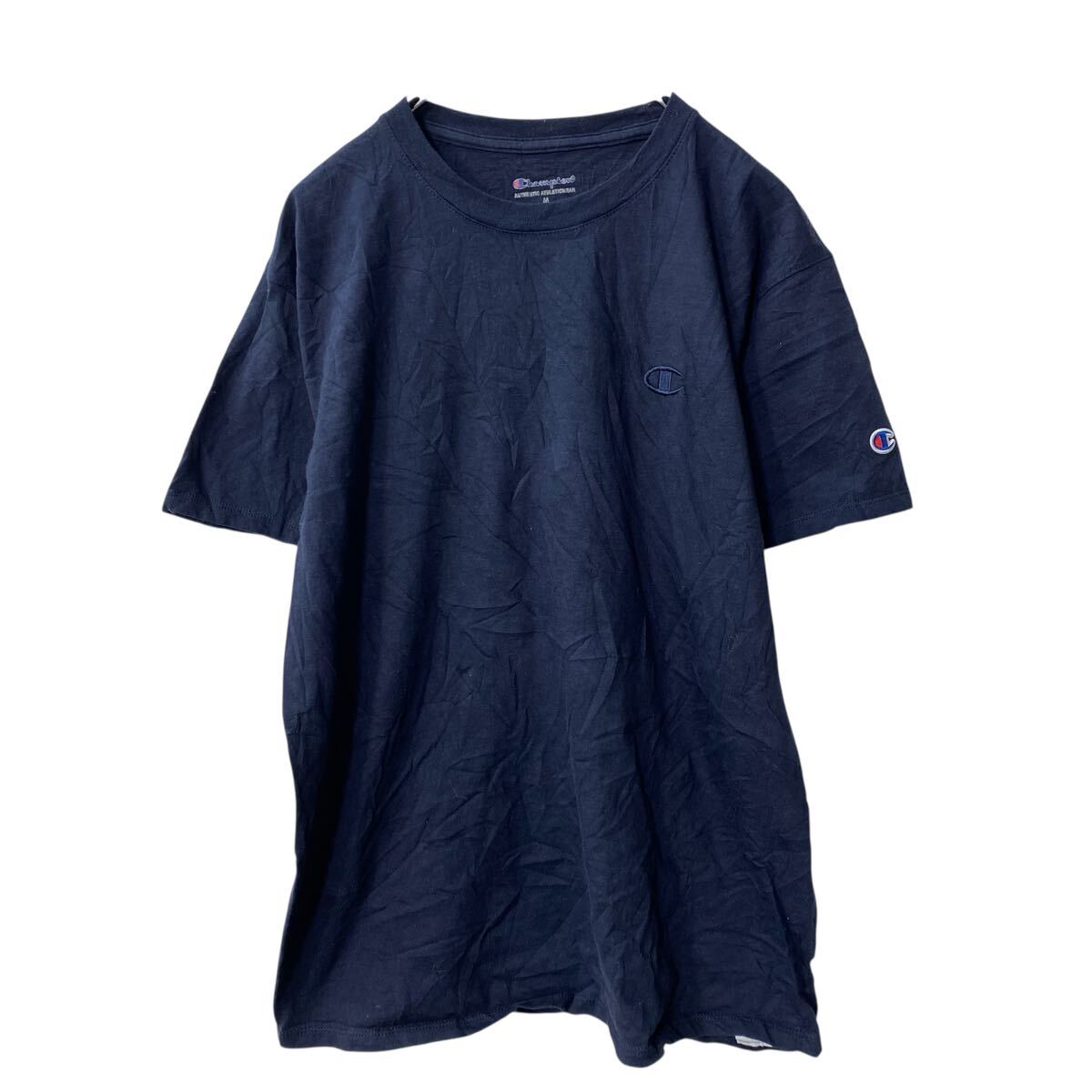 【中古】【古着】 Champion 半袖 ロゴTシャツ M ネイビー チャンピオン ワンポイントロゴ 古着卸 アメリカ仕入 a706-5907