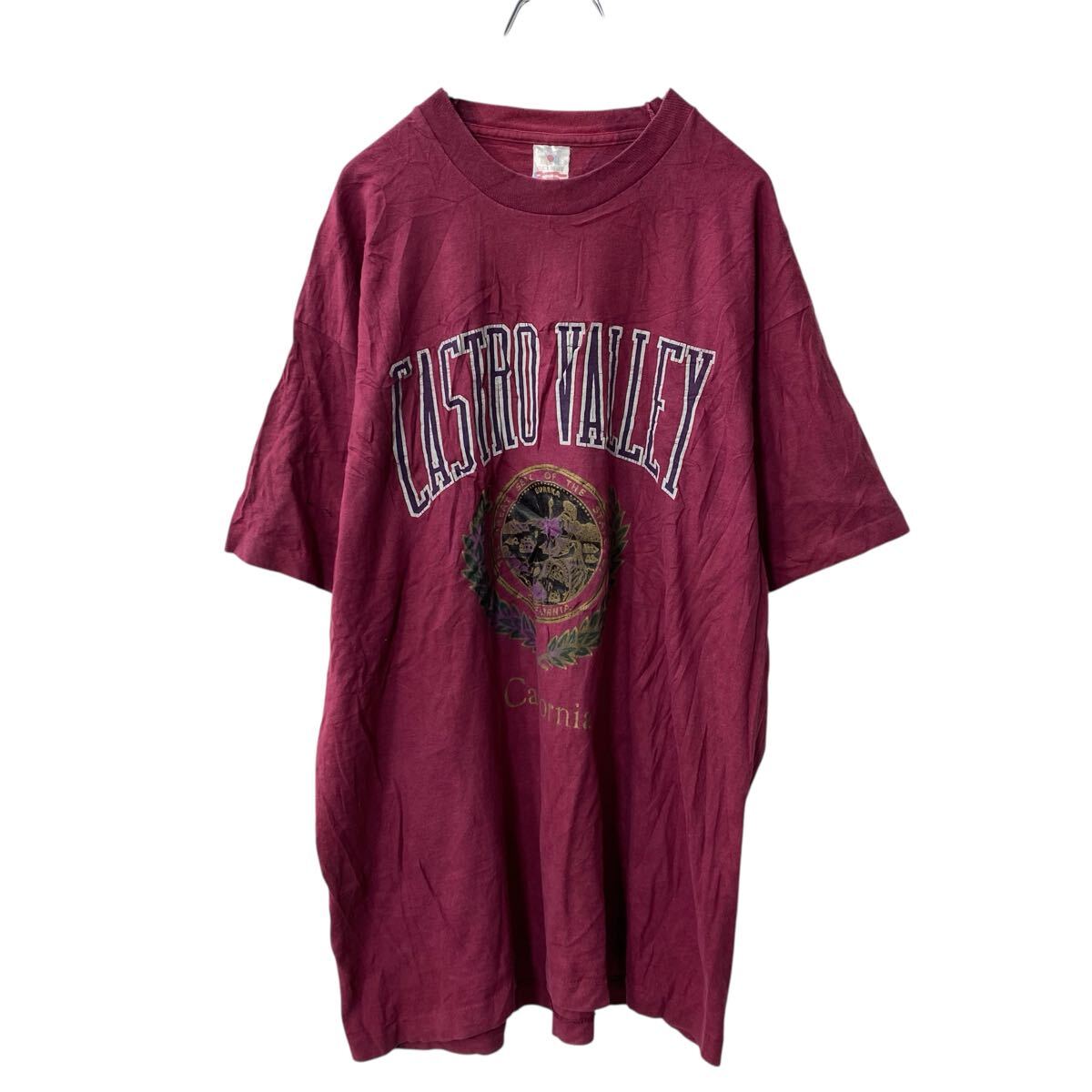 【中古】【古着】 FRUIT OF THE LOOM 半袖 プリントTシャツ XL マゼンタ フルーツオブザルーム ビッグサイズ USA製 90's 古着卸 アメリカ仕入 a706-5934