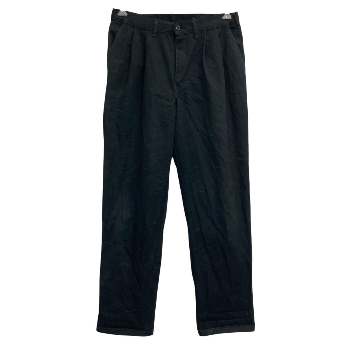【中古】【古着】 GENUIN Dickies ワークパンツ W32 ブラック ジェニュインディッキーズ ジップアップ ツータック ワーク 古着卸 アメリカ仕入 2506-881