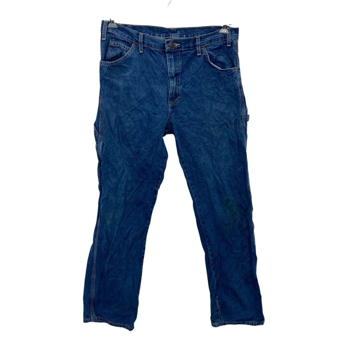 【中古】【古着】 Dickies デニムパンツ W34 ブルー ディッキーズ ジップアップ ペインター カジュアル アメカジ ジーンズ 古着卸 アメリカ仕入 2506-885