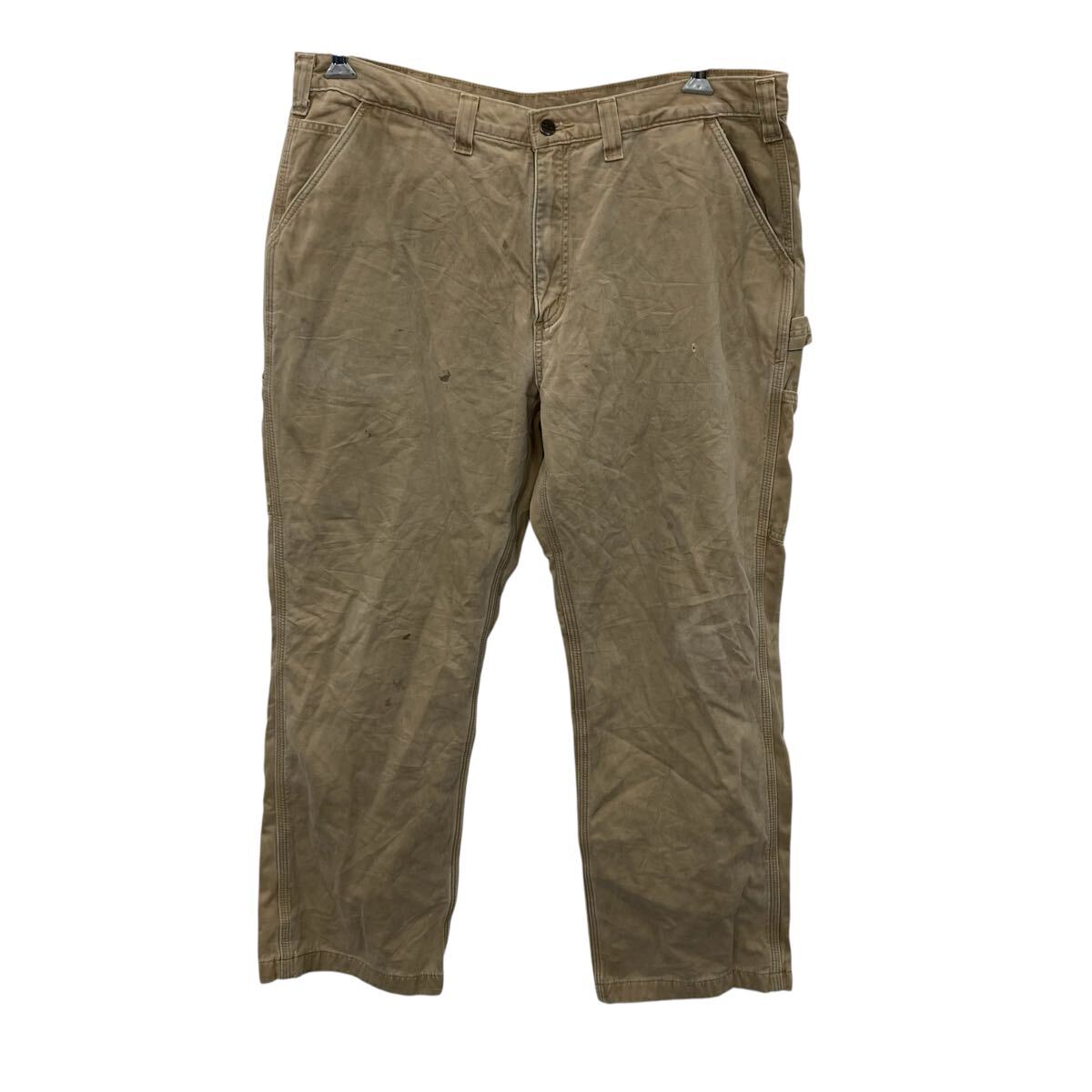【中古】【古着】 Carhartt ワークパンツ W40 ベージュ カーハート ジップアップ ペインター カーゴ ワーク ビッグサイズ 古着卸 アメリカ仕入 2506-886(4)