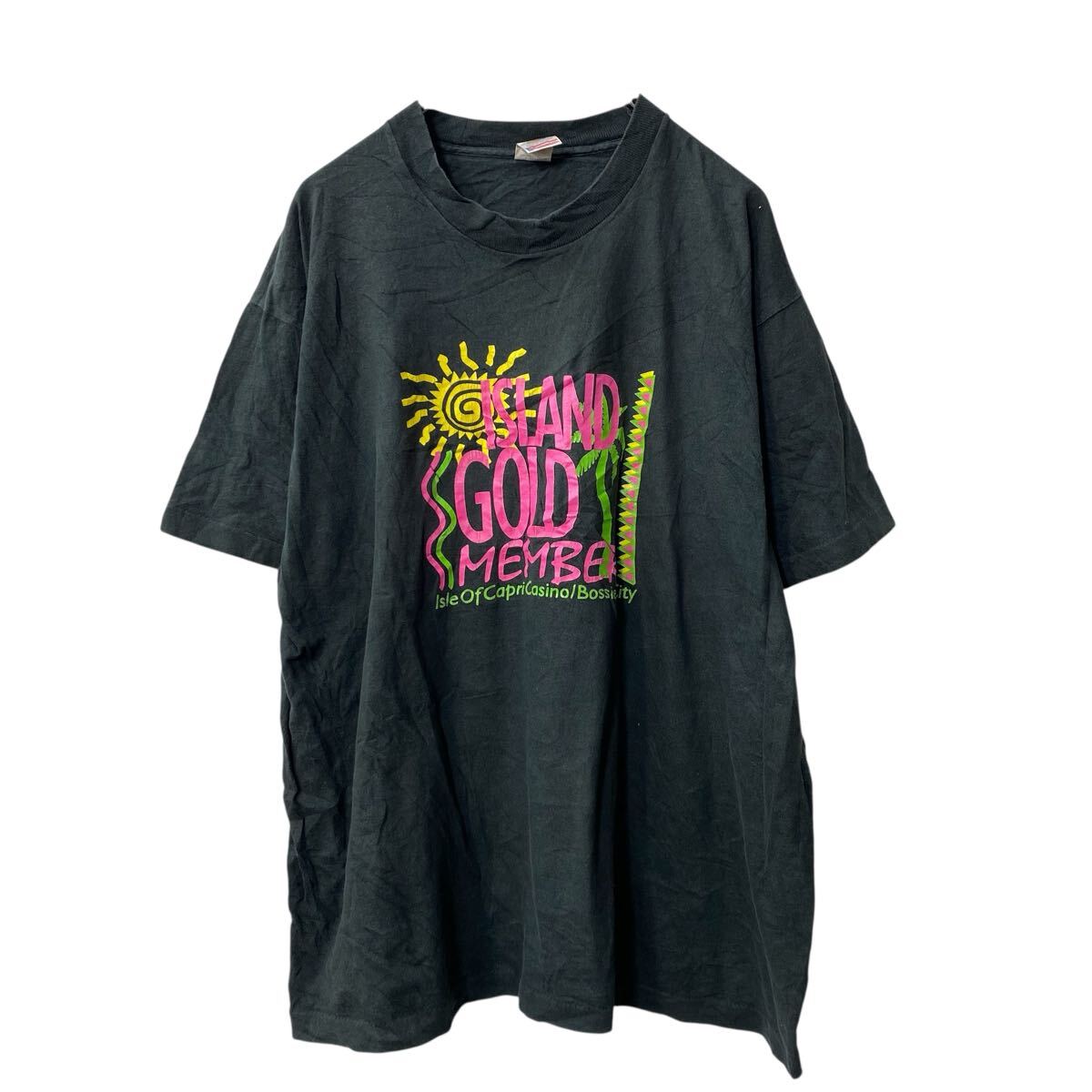 【中古】【古着】 FRUIT OF THE LOOM 半袖 プリントTシャツ XL ブラック フルーツオブザルーム 90's〜 古着卸 アメリカ仕入 a706-5985