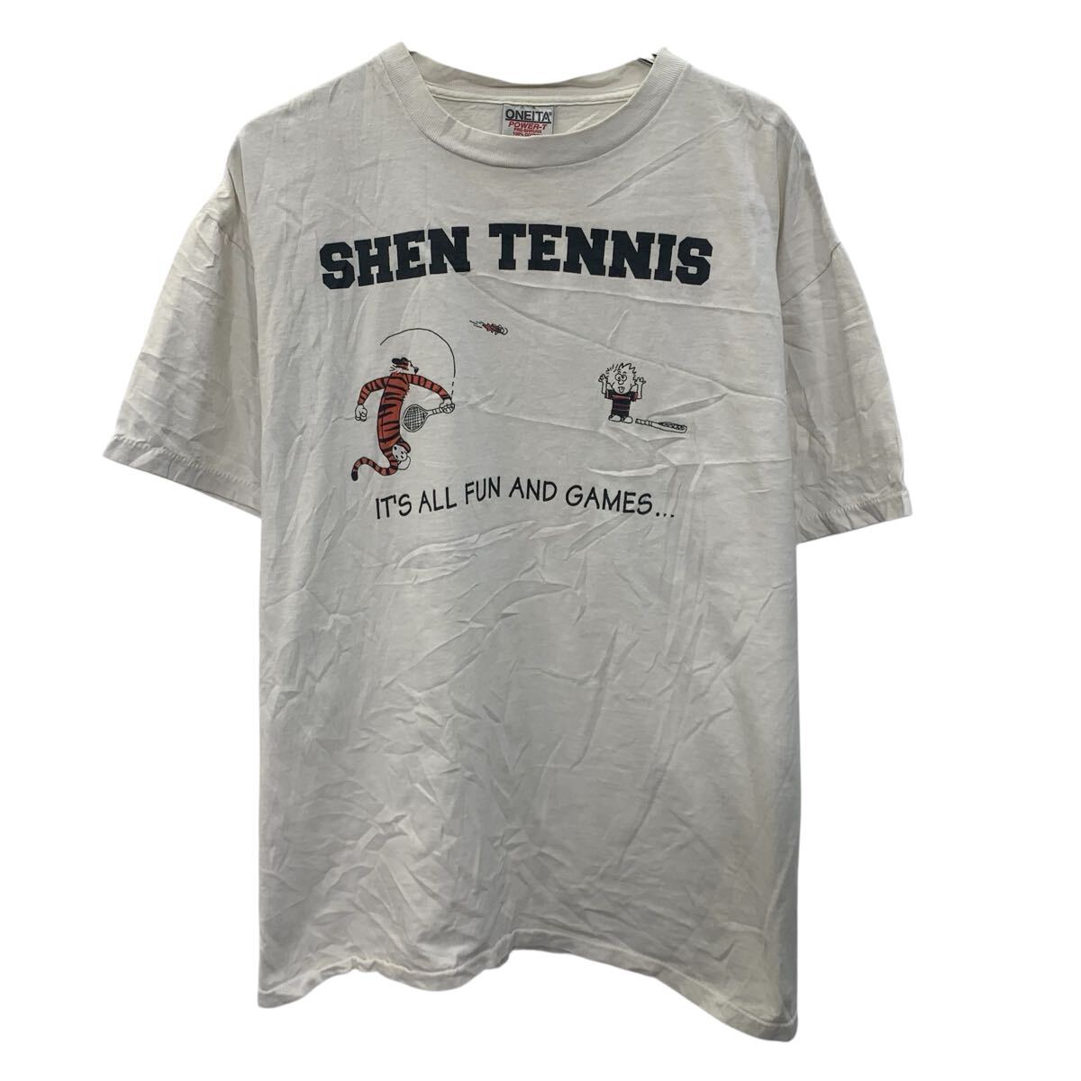 【中古】【古着】 ONEITA 半袖 プリントTシャツ XL ホワイト オニータ プルオーバー バックプリント アメリカ製 90's 90年代 古着卸 アメリカ仕入 a706-6026