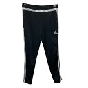 【中古】【古着】 adidas ジャージパンツ L ブラック アディダス ウエストロープ 裾ジップ サイドライン スポーティ 古着卸 アメリカ仕入 2506-931