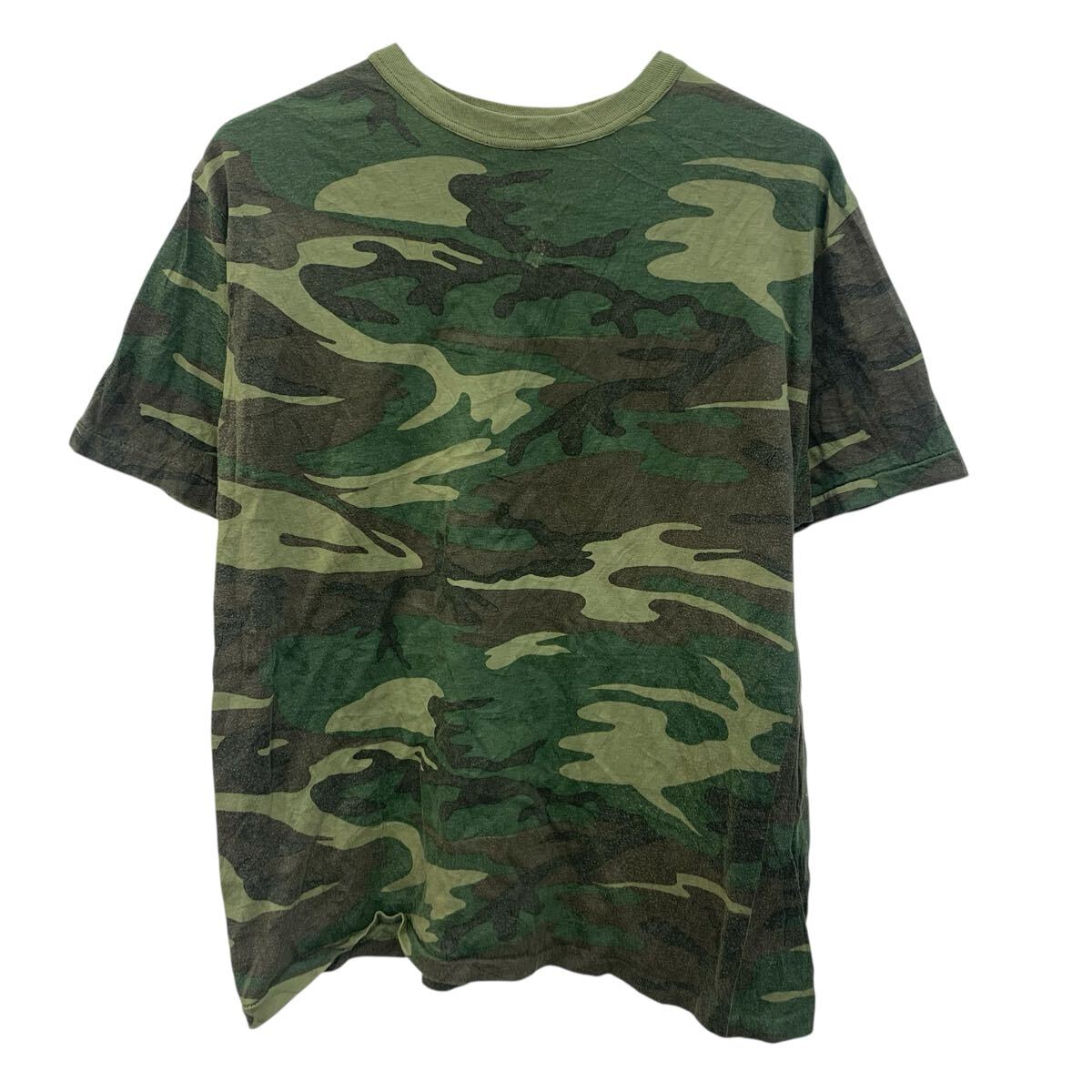 【中古】【古着】 CARSON 半袖 無地Tシャツ L グリーン系 マルチカラー プルオーバー 90's〜 迷彩 総柄 カットソー 古着卸 アメリカ仕入 a706-6051