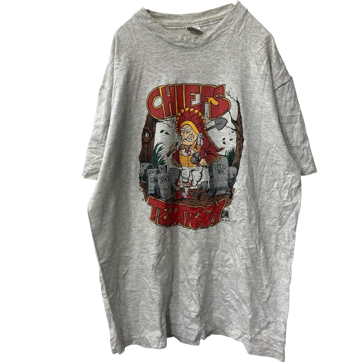 【中古】【古着】 anvil 半袖 プリントTシャツ XL グレー プルオーバー 90's 90年代 USA製 CHIEFS TERRITORY 古着卸 アメリカ仕入 a706-6112