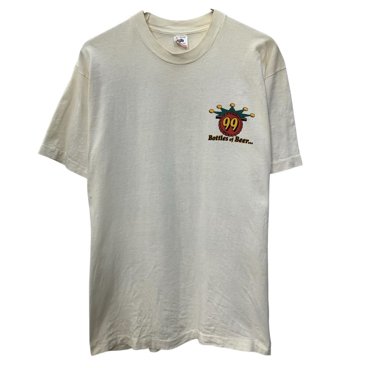【中古】【古着】 FRUIT OF THE LOOM 半袖 プリントTシャツ L ホワイト フルーツオブザルーム プルオーバー 90's ビール 古着卸 アメリカ仕入 a706-6146