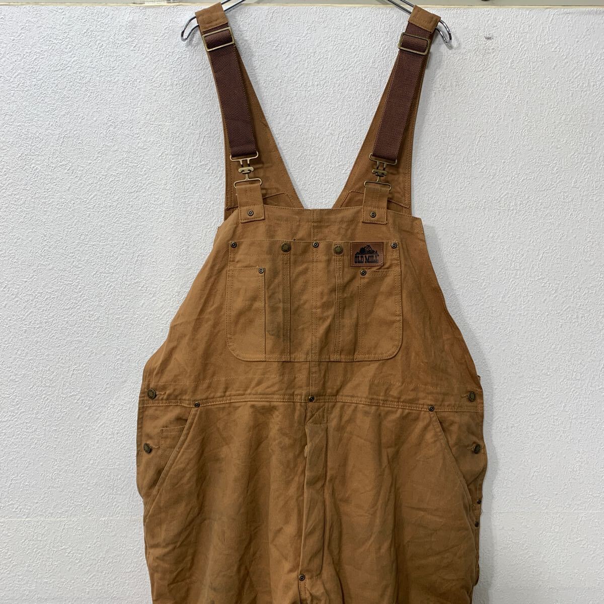【中古】【古着】 OLD MILL オーバーオール XXL ブラウン系 オールドミル ジップアップ 中綿 オールイワン ワークウェア 古着卸 アメリカ仕入 a706-6196
