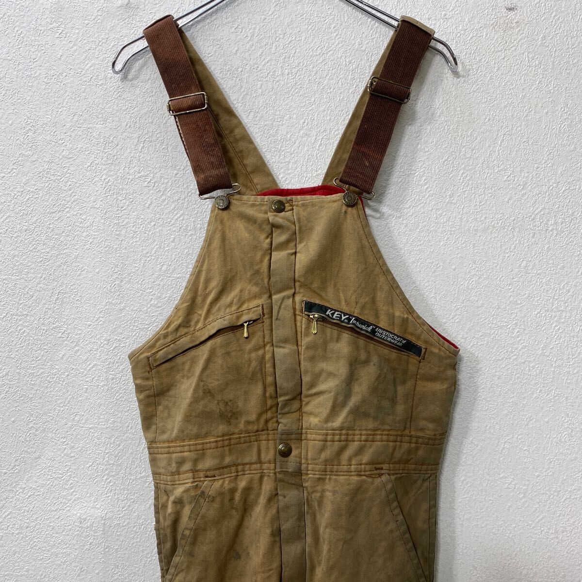【中古】【古着】 KEY 中綿 ダック オーバーオール W34 ブラウン キイ USA製 タロンジップ サロペット ワークウェア 作業着 古着卸 アメリカ仕入 a706-6221