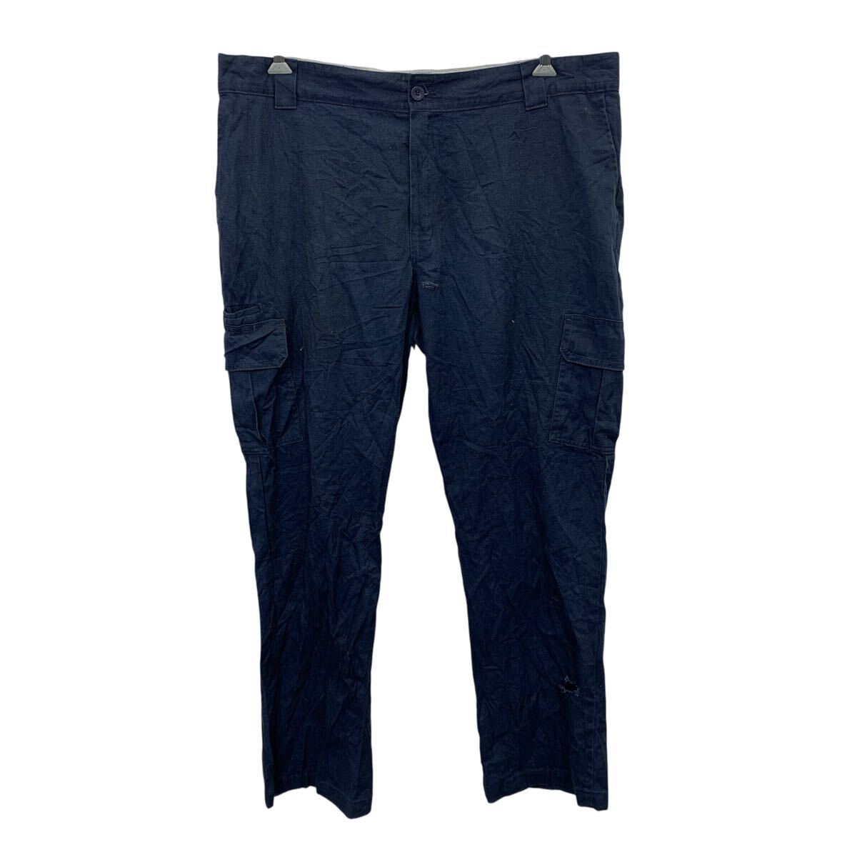 【中古】【古着】 Dickies ワークパンツ W42 ネイビー ディッキーズ ジップアップ ワーク カーゴ レギュラーストレート 古着卸 アメリ..