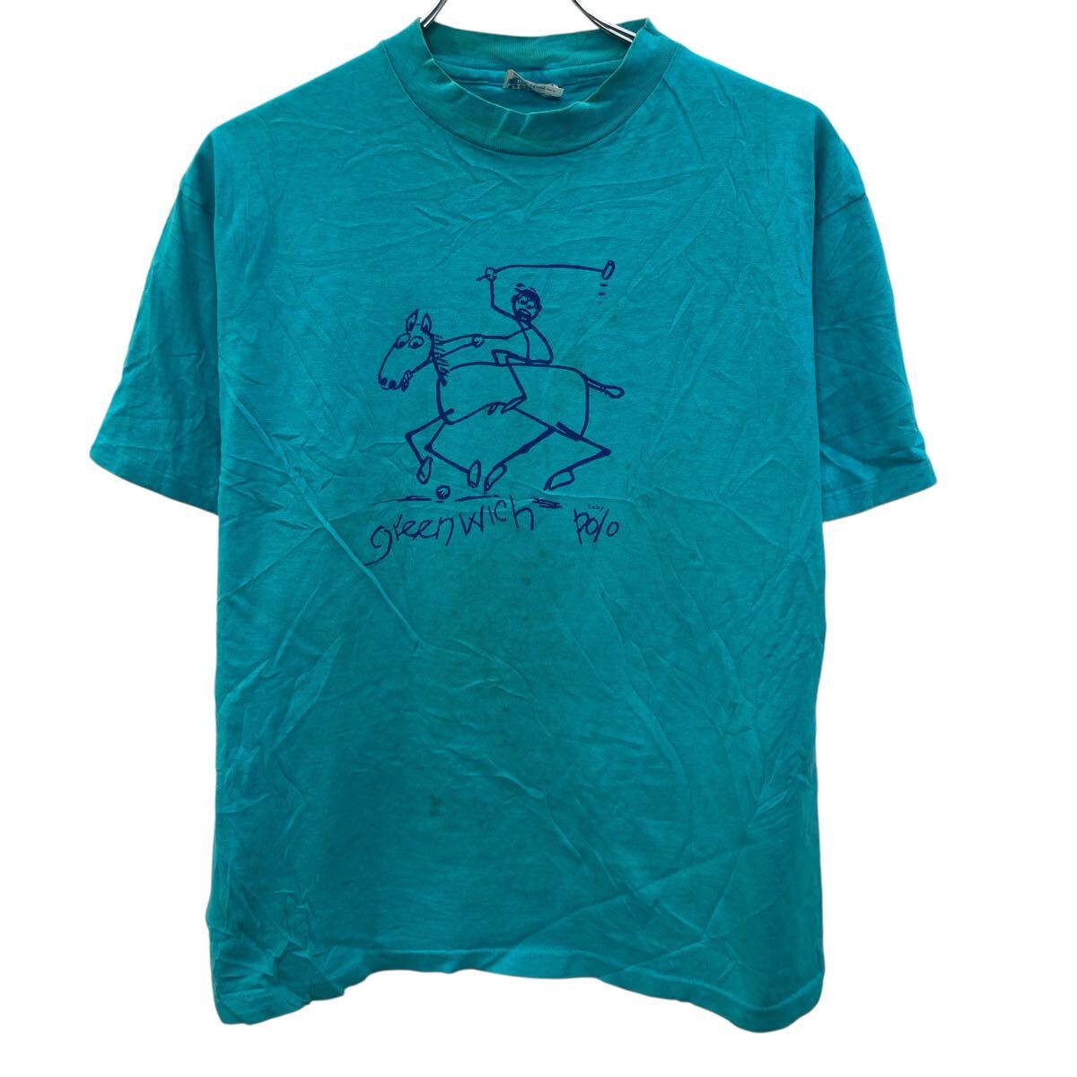 【中古】【古着】 Hanes 半袖 プリントTシャツ XL グリーン系 ヘインズ プルオーバー ビッグサイズ アメリカ製 90's 90年代 古着卸 アメリカ仕入 a706-6318