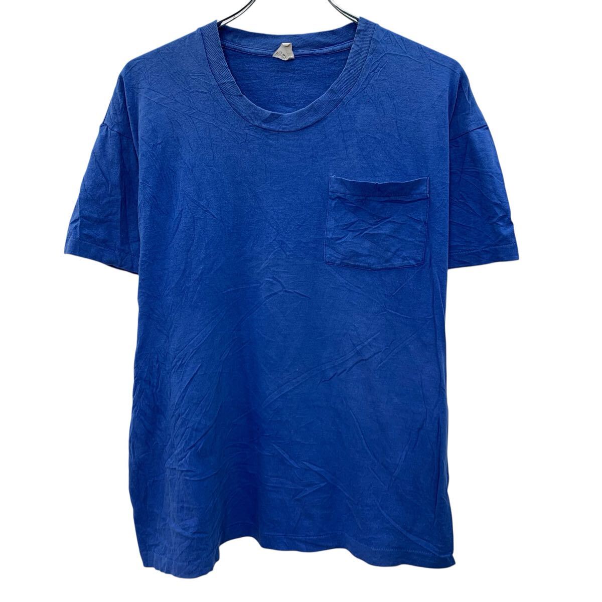 【中古】【古着】 FRUIT OF THE LOOM 半袖 無地Tシャツ 2XL ブルー フルーツオブザルーム プルオーバー USA製 90's 90年代 古着卸 アメリカ仕入 a707-5098