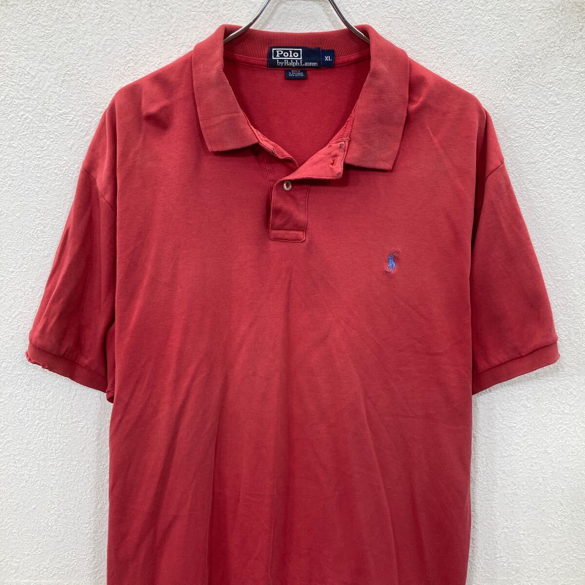 【中古】【古着】 POLO RALPH LAUREN 半袖 ロゴ ポロシャツ XL レッド ポロラルフローレン ワンポイントロゴ刺繍 アメカジ 古着卸 アメリカ仕入 a707-5183