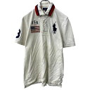 【中古】【古着】 POLO RALPH LAUREN 半袖 ビッグロゴ ポロシャツ キッズ L 150〜 ホワイト ポロラルフローレン 鹿子 古着卸 アメリカ仕入 a707-5216(4)