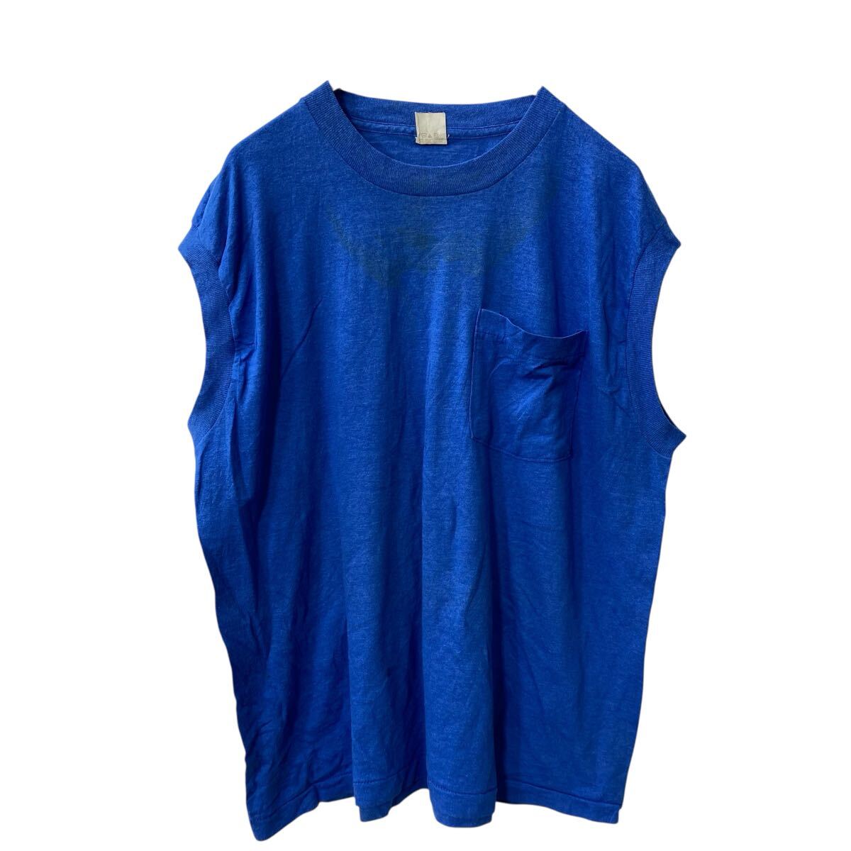 【中古】【古着】 FRUIT OF THE LOOM ノースリーブ 無地Tシャツ XL ブルー タンクトップ 古着卸 アメリカ仕入 a707-5260