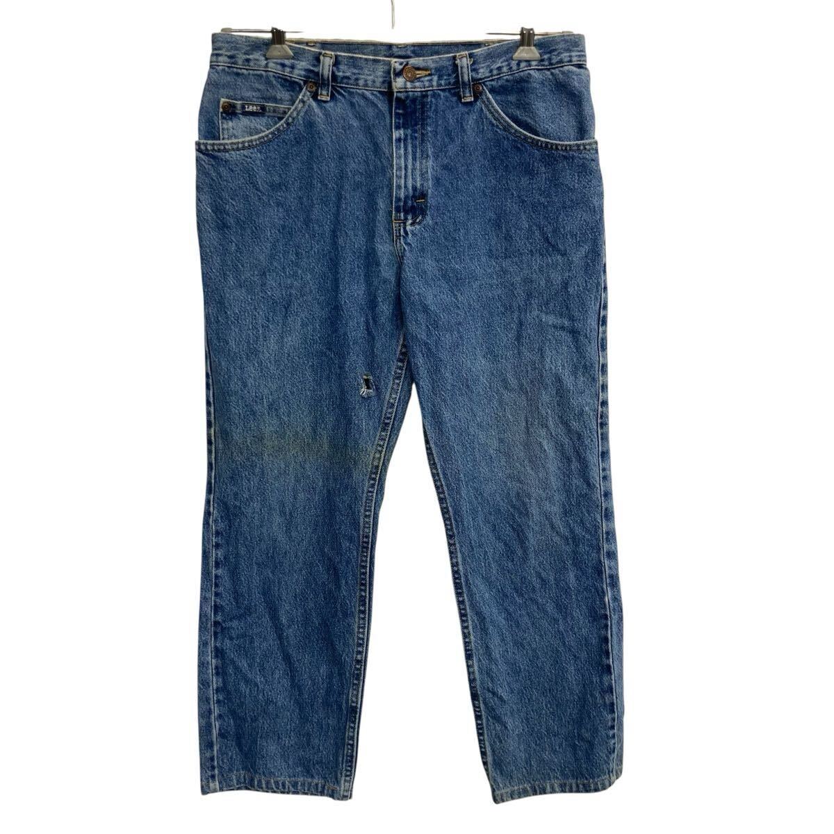 【中古】【古着】 Lee デニムパンツ W34 インディゴブルー リー ジップアップ アメカジ ビッグサイズ ジーンズ 古着卸 アメリカ仕入 2507-319