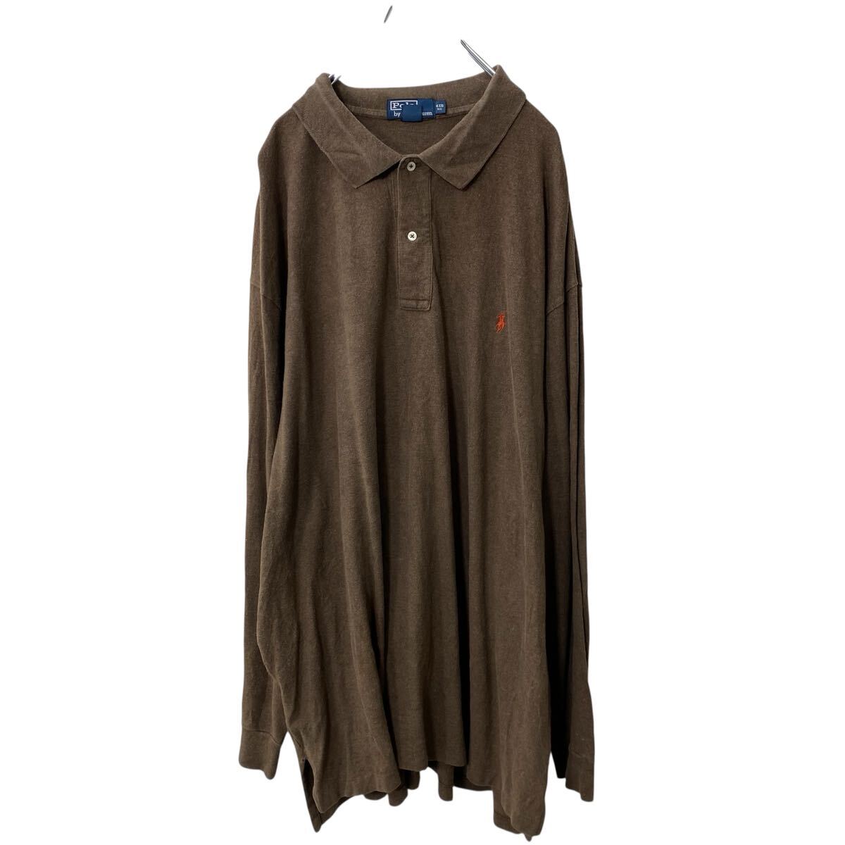 【中古】【古着】 Polo Ralph Lauren 長袖 ロゴ ポロシャツ 4XB ブラウン ポロラルフローレン 鹿子 ビッグサイズ 古着卸 アメリカ仕入 a707-5358