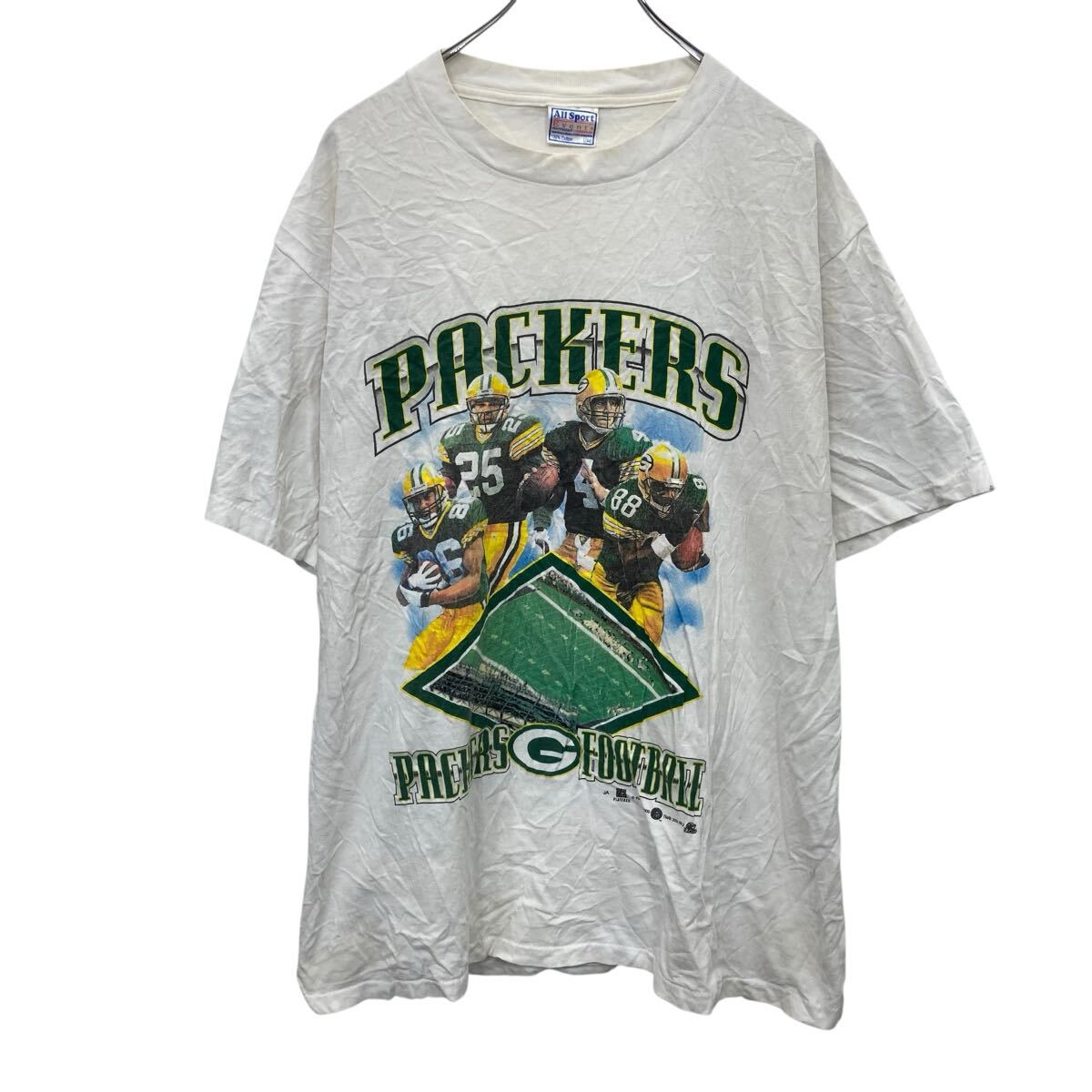 【中古】【古着】 ALL SPORT 半袖 プリントTシャツ Lサイズ ホワイト NFL GREENBAY PACKERS スポーティー 古着卸 アメリカ仕入 a707-5372