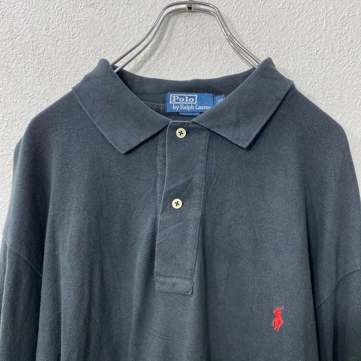 【中古】【古着】 Polo Ralph Lauren 長袖 ロゴ ポロシャツ L ブラック ポロラルフ...