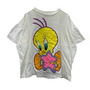 【中古】【古着】 半袖 キャラクターTシャツ レディースXL ホワイト プルオーバー 90's 90年代 ルーニーテューンズ 古着卸 アメリカ仕入 a707-5411