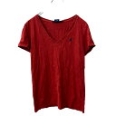 【中古】【古着】 RALPH LAUREN SPORT 半袖 ロゴTシャツ レディース M レッド ラルフローレン Vネック ポニーロゴ 古着卸 アメリカ仕入 a707-5530